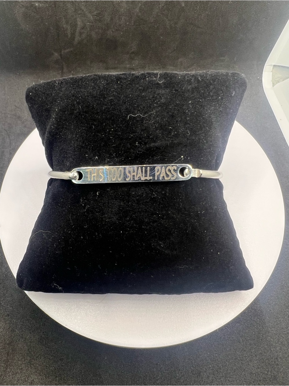 Silver Inspirational Cuff Bracelet - "This Too Shall Pass"